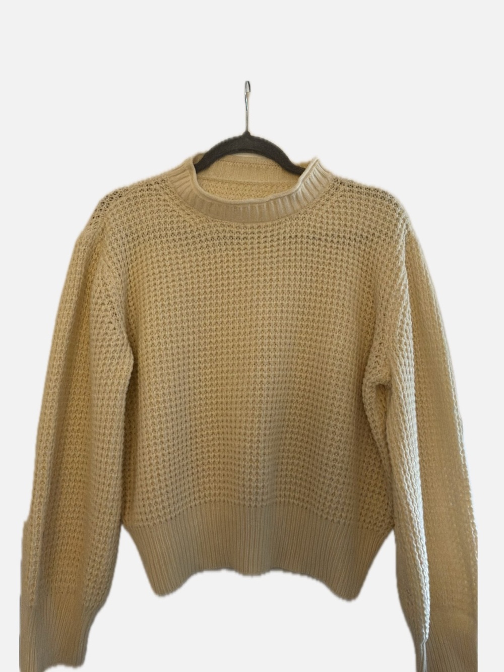 SHEIN Cream Waffle Crewneck Sweater